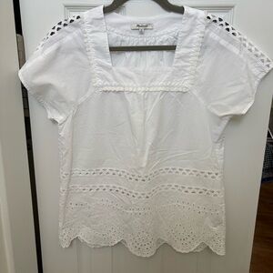 Madewell White Eyelet Lace Blouse